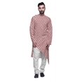 thumbnail image 1 of Atasi Indian Asymmetric Party Wear Kurta With White Churidar Pajama Set For Men, 1 of 3