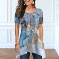 thumbnail image 2 of Yuyuzo Hauts d'Été pour Femmes 2025 Coupe Ample Col Rond Manches Courtes T-Shirts T-Shirts Graphiques Étoiles et Rayures Blouses Décontractées et Confortables, 2 of 5