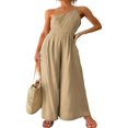 thumbnail image 1 of Combinaison Sans Manches à Épaules Dénudées pour Femmes Pantalon Large, 1 of 7