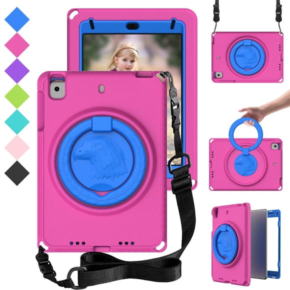 For ipad mini 4 Case Kids Tablet cover for mini 5 2019 shock proof EVA+Plastic 360 degree rotate case for ipad mini 2/mini 3 rose red mini 12345 7.9 inch
