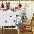 thumbnail image 4 of Christmas Tablecloth 60×120 Inch, Eucalyptus Poinsettia Washable Table Cover for Party Picnic Dinner Decor, 4 of 5