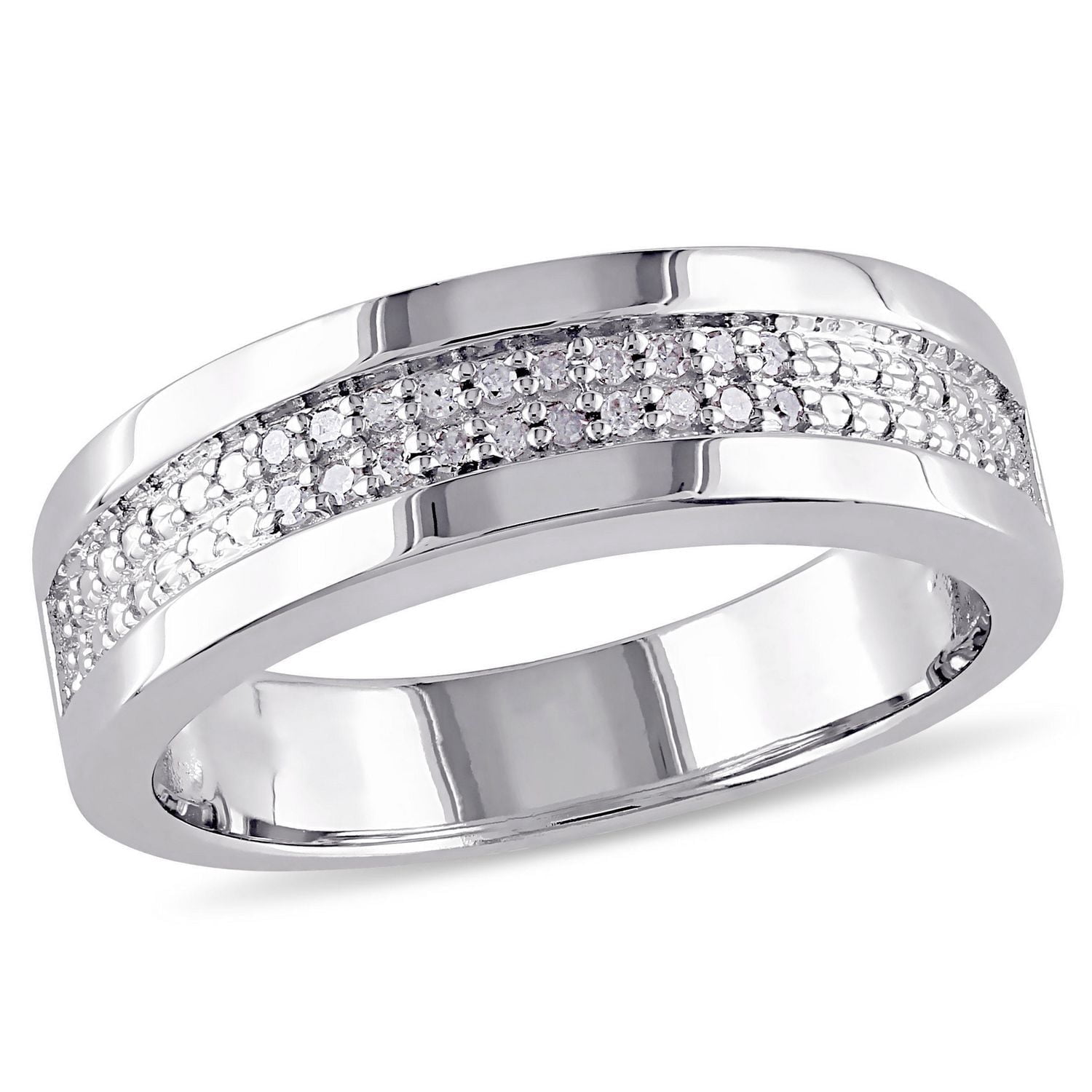 Bague pour homme Miabella avec diamants 1/10 CT poids total en argent sterling