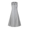 thumbnail image 4 of Jienlioq Robe Femme Grande Taille Liquidation Mode Décontractée Sans Manches Col en V Bouton Rayé Imprimé Poche Robe Maxi, 4 of 8