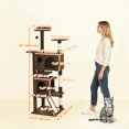 thumbnail image 3 of PawHut 54" Cat Tree Tower with Scratching Posts, Cat Condos, Light Brown, 3 of 10
