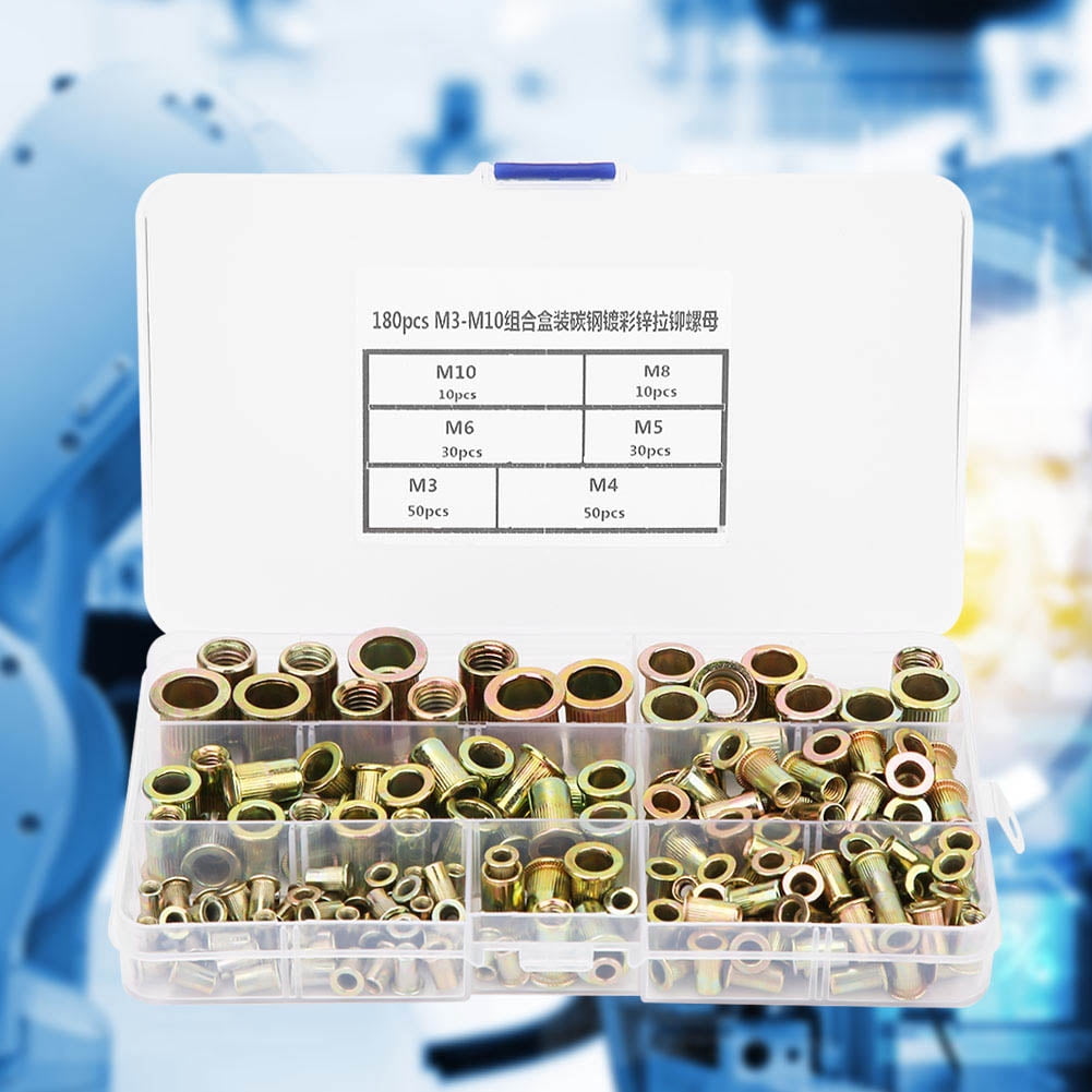 Ensemble de Kit d'Écrous de Rivet Aveugles Légers et Pratiques, Ensemble d'Écrous de Rivet, Ferme pour Plastique d'Acier
