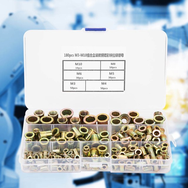 Practical Exquisite Lightweight Blind Rivet Nut Kit Set, Rivet Nut Set, Firm For Steel Plastic