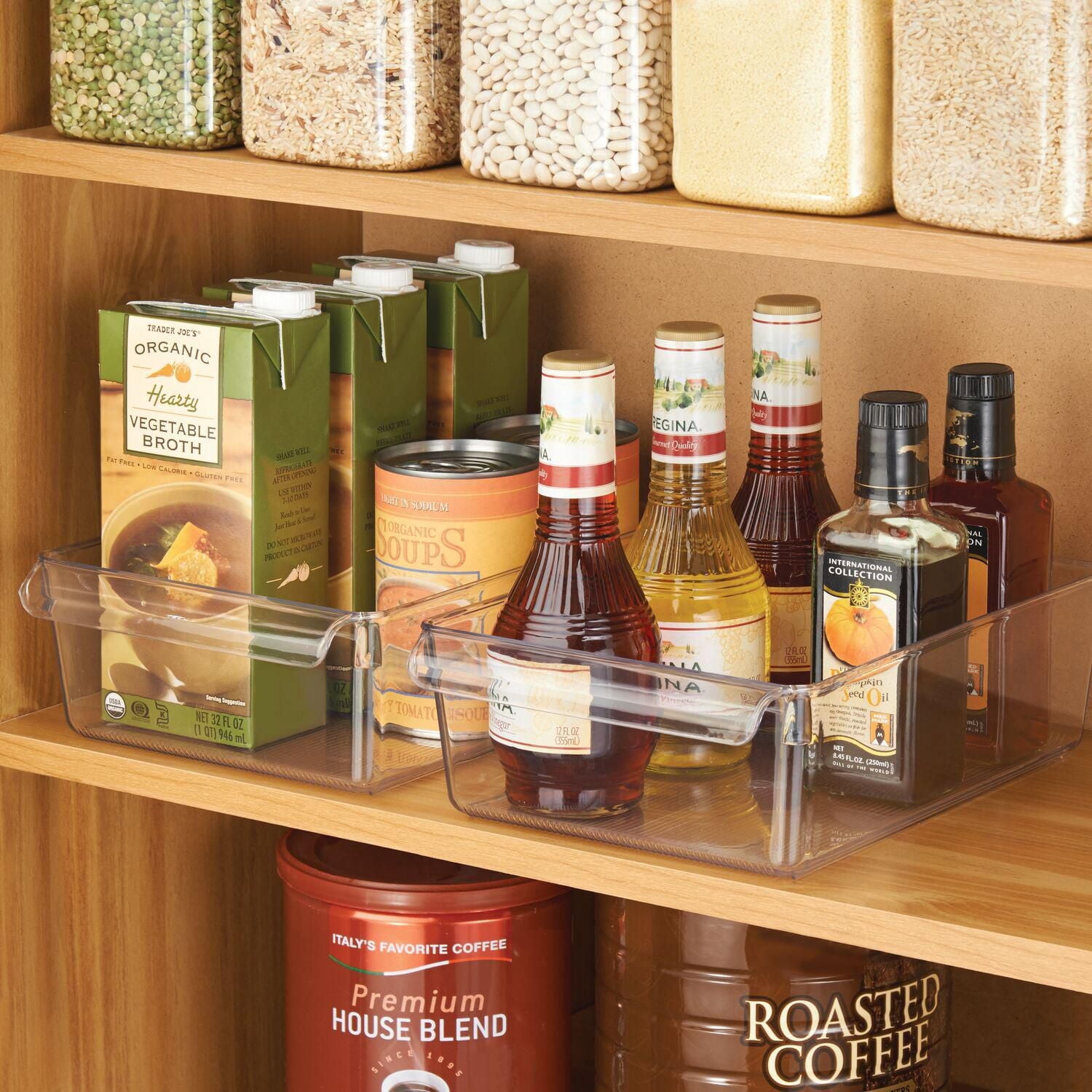 Bac organisateur transparent iDesign Linus en plastique sans BPA pour réfrigérateur et congélateur, avec poignée, pour cuisine, garde-manger, bureau, salle de bains – 8" x 11,5" x 3,5"