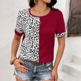 thumbnail image 2 of WEAIXIMIUNG Chemises à Manches Longues pour Femmes Travail T-Shirts à Manches Courtes pour Femmes Mode Hauts à Col Rond Blouses Décontractées à Imprimé Léopard, 2 of 9