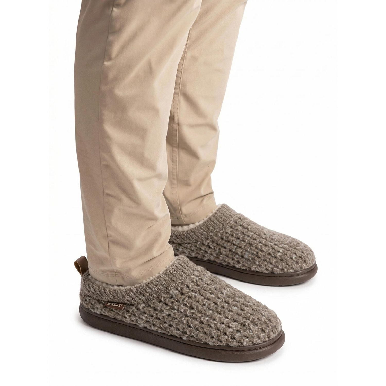 MUK LUKS Men's Clog Slippers Taupe, Sizes 7-12