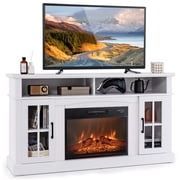 Costway Support de télévision de 58 po avec foyer électrique de 1400 W pour téléviseurs jusqu'à 65 pouces, blanc