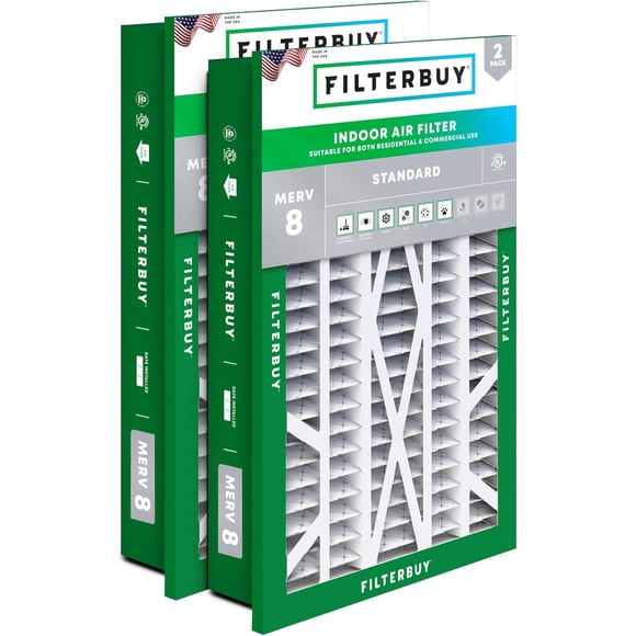 Filterbuy 16x25x5 Air Filter MERV 8 Dust Defense, HVAC AC Furnace Air Filters Replacement (2-Pack)