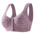 thumbnail image 1 of Kcodviy Women Full Cup Print Sports Bra for Women Thin Plus Size Front Women Bras Wireless Pack Button Wireless Sports Lace Compression Bra Breast Cover Large Sports Bras for Women Size Bras, 1 of 3