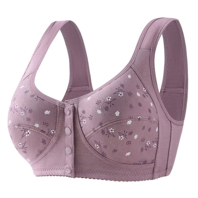 Kcodviy Women Full Cup Print Sports Bra for Women Thin Plus Size Front Women Bras Wireless Pack Button Wireless Sports Lace Compression Bra Breast Cover Large Sports Bras for Women Size Bras