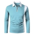 thumbnail image 3 of yievot Chemise à Col à Revers pour Homme à Manches Longues, Couture Bicolore, Mode, Fermeture Éclair, Manches Longues, Polo à Col Rabattu, 3 of 5