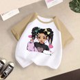 thumbnail image 3 of GDREDA Vêtements Fille Enfant Bébé Filles Mignon Col Rond Manches Courtes Imprimé Manches Raglan Tee Été Décontracté T-Shirt T-Shirts Fille Kaki,7-8 Ans, 3 of 3