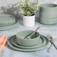 thumbnail image 4 of Gibson Home Canyon Crest 12 Piece Melamine Dinnerware Set, Dark Sage, Matte Finish, 4 of 8