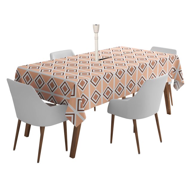 Vargottam Indoor/OutdoorTablecloth58x120 Inch Rectangle Tablecloth with Umbrella Hole and Zip- Waterproof PatioTableCloths- TableCovers for Backyard RectangularTable- Peach2