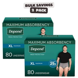 2 x Depend Sous-vêtements d'absorbance maximum pour hommes, Extra Large
