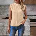 thumbnail image 4 of Plebaso Womens Summer Tank Tops High Neck Cap Sleeve Casual Tshirts Sleeveless Solid Color Basic Tee Tops, 4 of 7