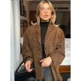 thumbnail image 3 of Brown Suede Jacket For Women Vintage Single Breasted Notched Pockets Blazer Coats, 3 of 6
