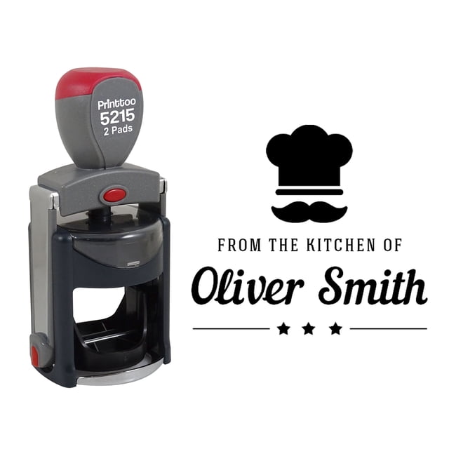 Printtoo Personalized Black Self Inking Kitchen Custom Stamper Business Monogram Round Heavy Duty Stamp-45 mm