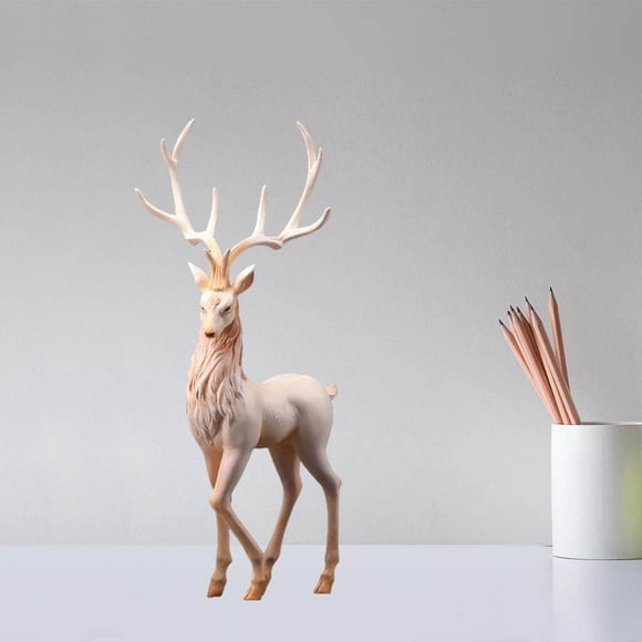 kurtrusly Deer Decoration Collectible Home Office Reindeer Ornaments Standing Figurine Deer Figurine Red
