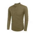 thumbnail image 2 of Wangsaura Men's Casual Shirt Solid Color Long Sleeve Stand Collar Button Tops, 2 of 7