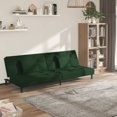 thumbnail image 1 of vidaXL 2-Seater Sofa Bed with Two Pillows Dark Green Velvet, 1 of 5