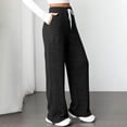 thumbnail image 3 of fatyb Womens Casual Ribbed Knit Pants Wide Leg Lounge Pants with Pockets Drawstring Loose Comfy Trousers, 3 of 7