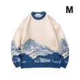 thumbnail image 4 of VONKY Warm In Style Hip Hop Streetwear Sweater With Japanese Snow Mountain Pattern Wide Applicable Blue M, 4 of 6