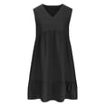 thumbnail image 4 of Yuyuzo Robes d'Été pour Femmes Sans Manches à Col en V Mini Robe T-Shirt Plissée à Volants Fluide Plage Vacances Robes d'Été, 4 of 6