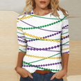 thumbnail image 2 of Outfmvch Chemises Mardi Gras pour Femmes, Manches 3/4 Hauts pour Femmes, Tenue Mardi Gras pour Femmes, Blouses pour Femmes, Hauts d'Entraînement pour Femmes, Tunique Graphique de Carnaval Manches 3/4 Col Rond Blouse Marron TG, 2 of 5