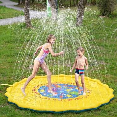 Tapis d'Eau à Éclaboussures pour Enfant, 68 Pouces/39 Pouces Coussin d'Eau Gonflable à Éclaboussures Tapis de Jeu à Éclaboussures Arroseur pour Enfants Piscine Eau Pataugeoire Jouets d'Été pour Enfants Jeu Extérieur