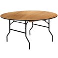 thumbnail image 1 of 60'' Round Wood Folding Banquet Table with Clear Coated Finished Top, 1 of 9