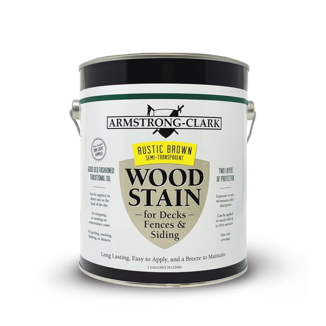 Armstrong-Clark Teinture pour Terrasse et Bois (1 Gallon, Brun Rustique Semi-Transparent)