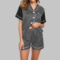 thumbnail image 2 of Yuyuzo Pajama Sets for Women 2 Piece Short Sleeve Button down Shirts Lounge Sets Color Block Soft Pj Sets, 2 of 4