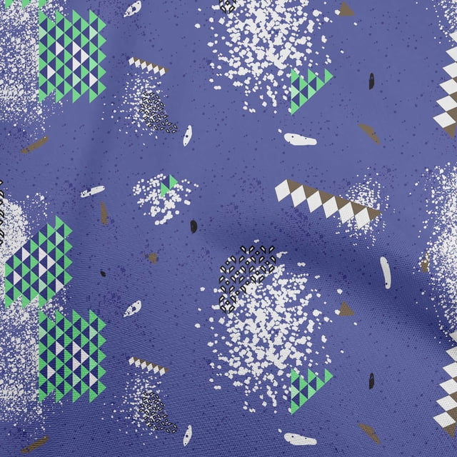 oneOone Cotton Silk Blue Fabric Geometric Craft Projects Decor Fabric Printed By The Yard 42 Inch Wide