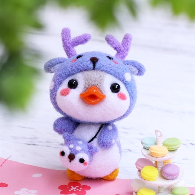 Pisexur Cute Penguin Pattern Handmade DIY Poke Wool Felts Material Production Package, Christmas Gifts for Kids