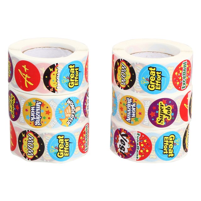 MasteelfCA 6 Rolls Reward Stickers School Stickers Motivational Decals for Kids Children