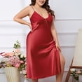 thumbnail image 4 of Timegard Nuisettes Sans Manches pour Femmes Col en V Profond Bretelles Ajustables Chemise de Nuit Fente Latérale Longue Robe, 4 of 7