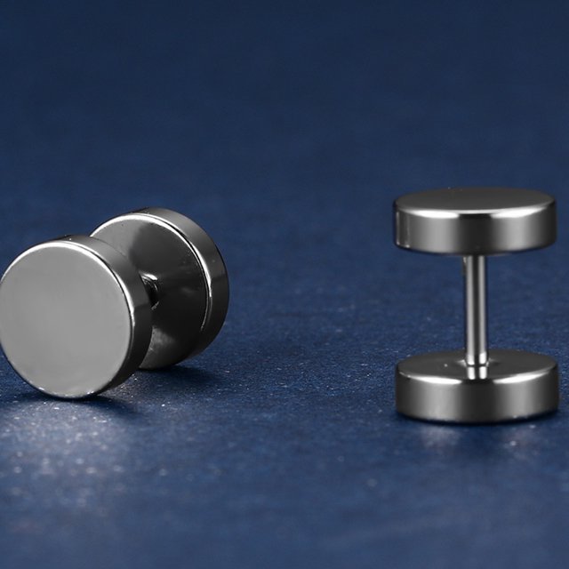 Baohd Uni Stainless Steel Ear Stud Earring Titanium Punk stud Dumbbell Dumbbell ear stud High Polished Ear Piercing Punk Style