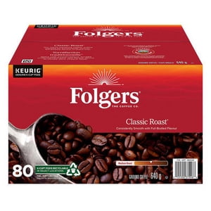 Folgers Pods classiques de café rôti K-Cup, 80 Nombre - Flavor intemporel à chaque coupe