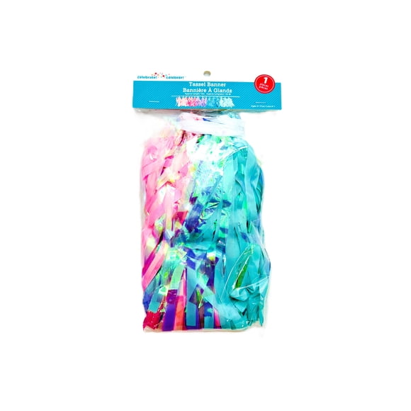 Way To Celebrate Pastel & Iridescent Tassel Banner Garland, 15 Pieces