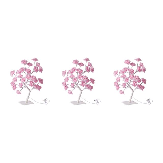 Maytalsory Color Changing Lighted Rose Lamp Remote Control Energy Saving Artificial Bonsai Tree Lights Gift For Any Occasion pink rose white rod 3Set