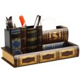 thumbnail image 1 of Coofit Desk Organizer Wood Vintage: Library Book Design Pencil Holder Makeup Organizer, 1 of 10