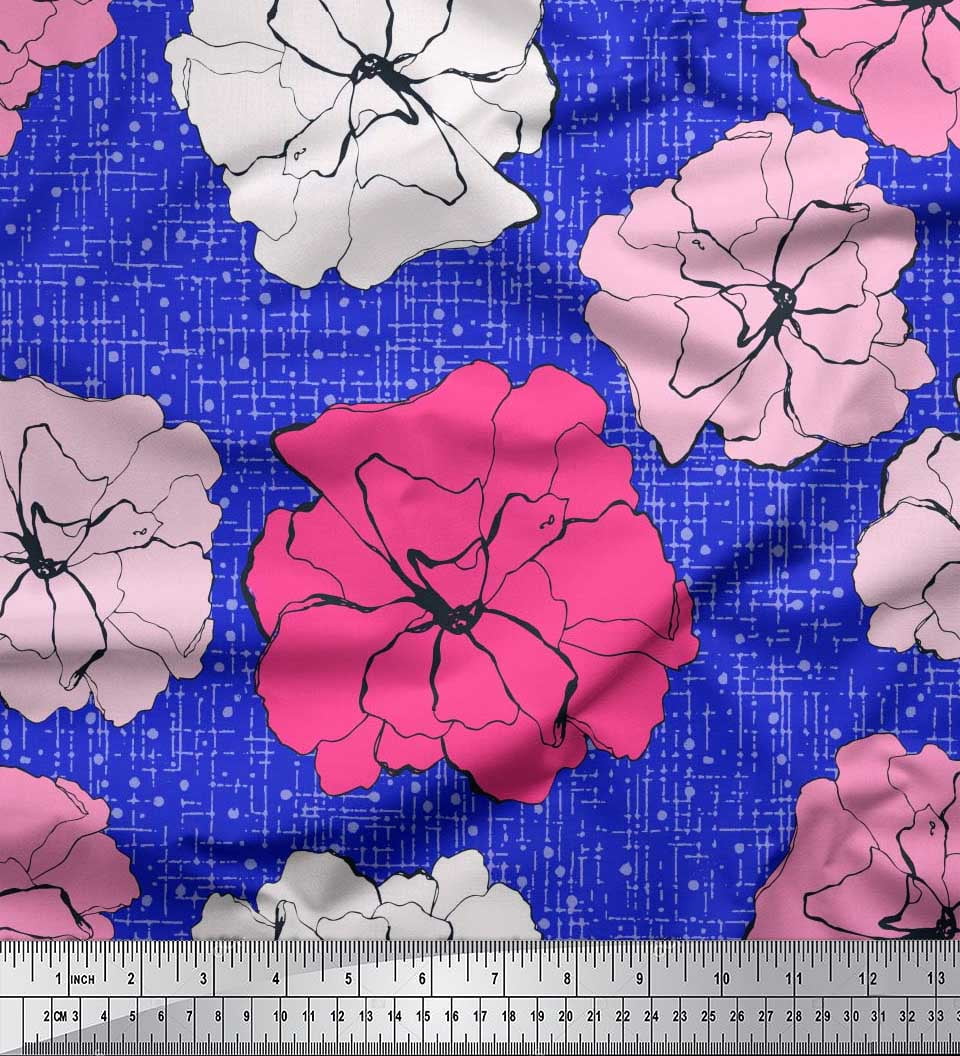 Soimoi Velvet Fabric Carnation Floral Print Fabric by the Yard 58 Inch Wide