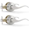 thumbnail image 1 of Satin Nickel Door Handle Interior Brushed Nickel Passage Door Lever for Hall and Closet Keyless Door Lock Set Reversible for Left Right Sided Doors Leverset Handleset, 1 of 7