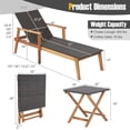 thumbnail image 2 of Gymax 2PCS Patio Lounge Chair Adjustable Recliner Chair Acacia Wood Frame Folding Table Set, 2 of 8