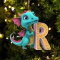 thumbnail image 1 of Fridja Personalized Dinosaur Christmas Ornament 26 Letters Hanging Pendant Ornaments 2024 Plastic Initial Monogram Xmas Tree Decorations with Hanging Rope Unique Customized Fun Gift for Kids (R), 1 of 4