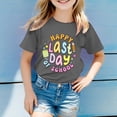 thumbnail image 2 of LUOGENLI T-Shirt pour Filles T-Shirt Imprimé à Col Rond à Manches Courtes pour Garçons et Filles Ensembles de Hauts Maxi Filles Tenues 2 Pcs Plage Gris 10-11 Ans, 2 of 4